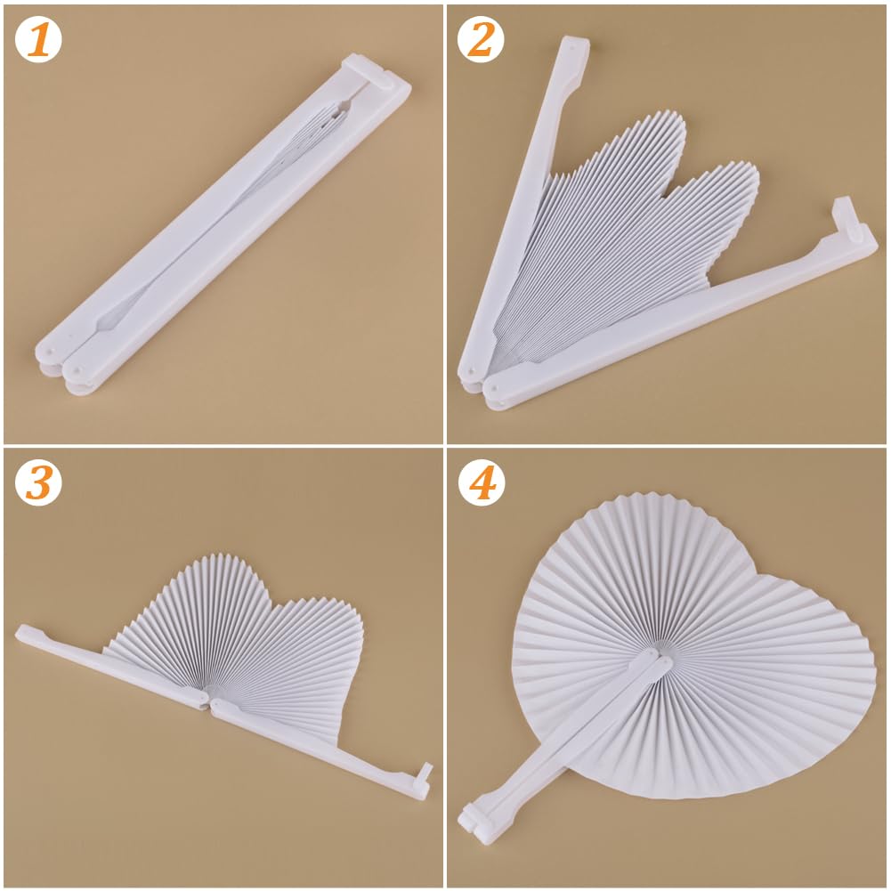 100 Eventail Mariage Blanc,Décoration Éventail Mariage Champêtre, Cadeau pour Invités de Mariage,Eventail personnalisable Fête Décoration
