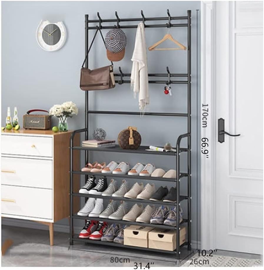 Étagère à chaussures en fer noir armoire de rangement compacte - 2