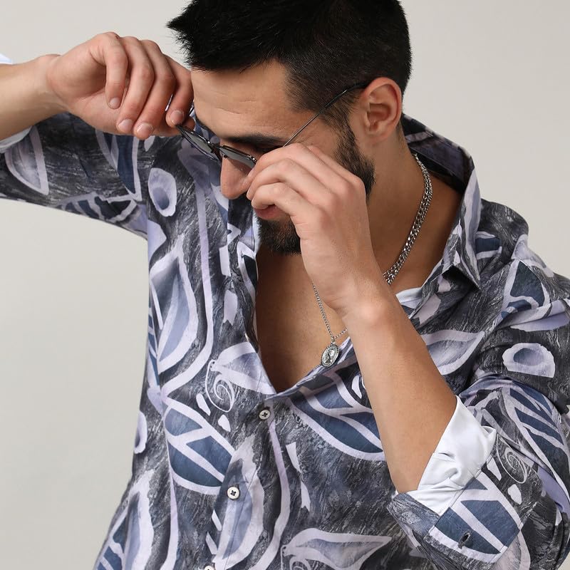 Image of CAHOOT Men's Twisted Crease Shirt for Casual Wear | Spread Collar | Long Sleeve | Button Closure | Shirt Crafted with Comfort Fit for Everyday Wear