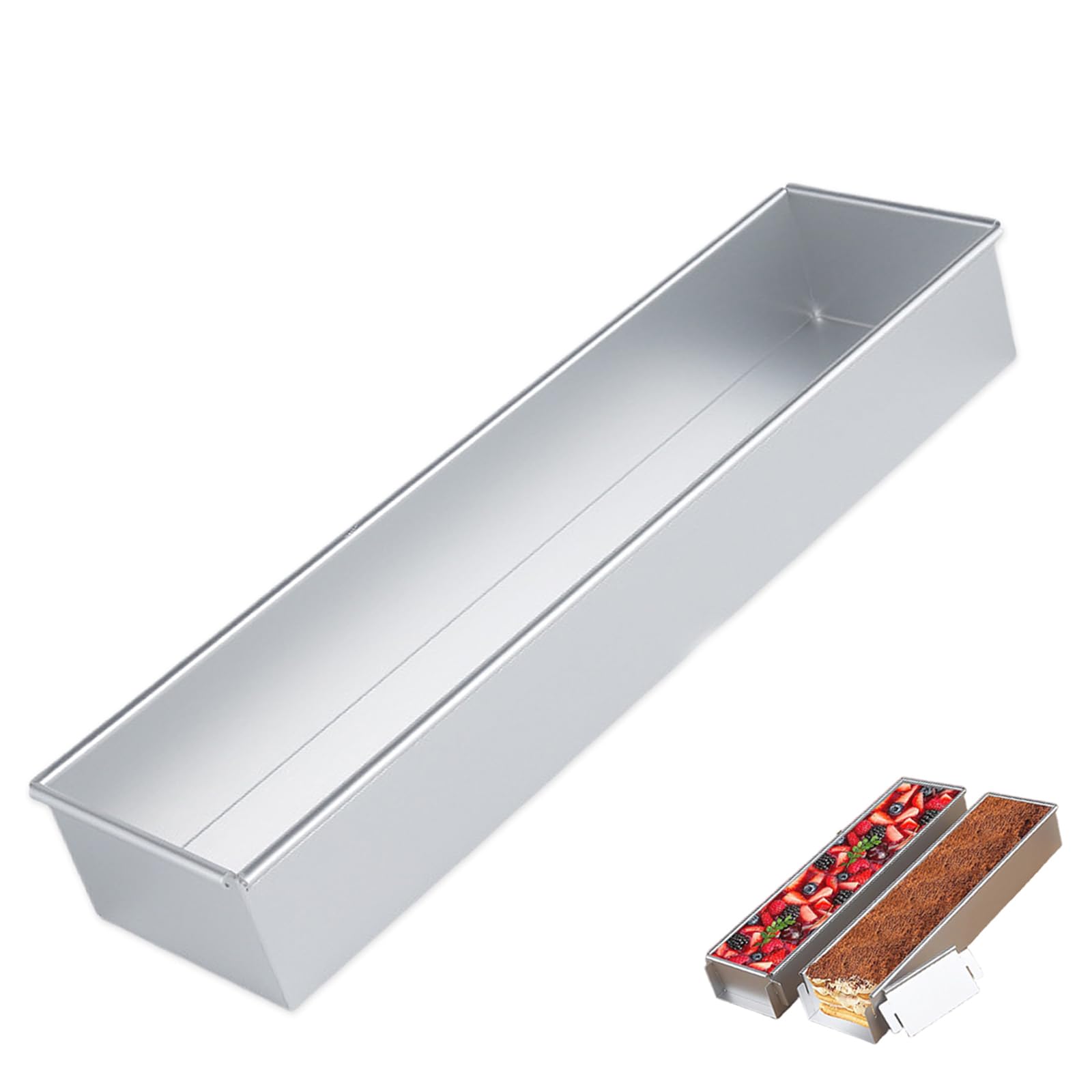 Antihaft-Kuchenform, rechteckig, Aluminium-Legierung, Tiramisu-Form mit abnehmbarem Rahmen, Acryl-Deckel und Spatel, ideal für Käsekuchen und Brownies, leicht zu reinigendes Backblech