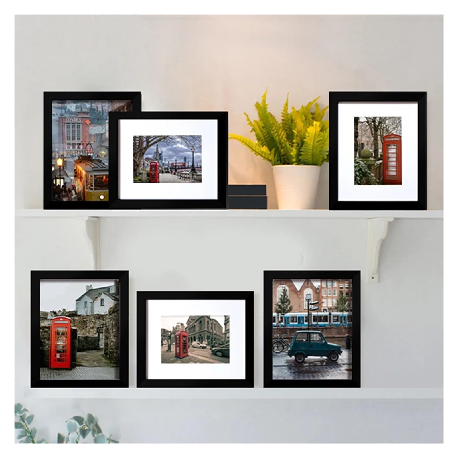 WNBFTTK Bilderrahmen 2pcs 4x6inch Black Wood Photo Frame 10x15cm Picture Modern Minimalist Family DIY Wall