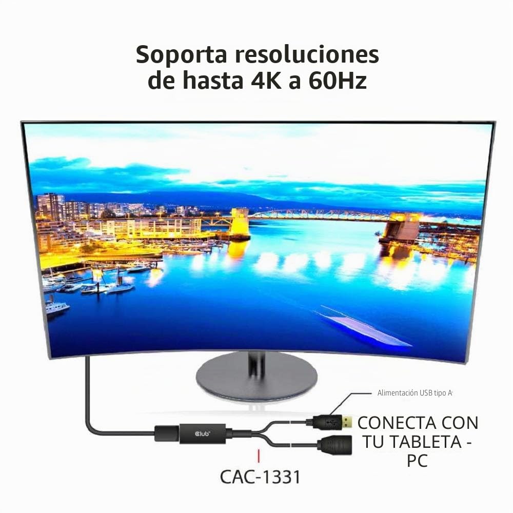 Club3D CAC-1331 - Adaptador activo de HDMI a DisplayPort 1.2 4K60Hz M/F