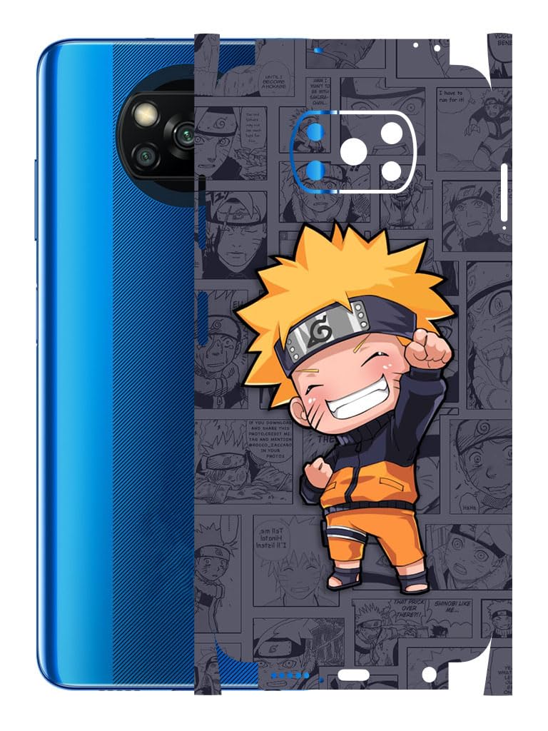 AtOdds - Compatible for Poco X3 Pro Mobile Back Skin Rear Screen Guard Protector Film Wrap (Coverage - Back+Camera+Sides) (Anime -1)-image-49