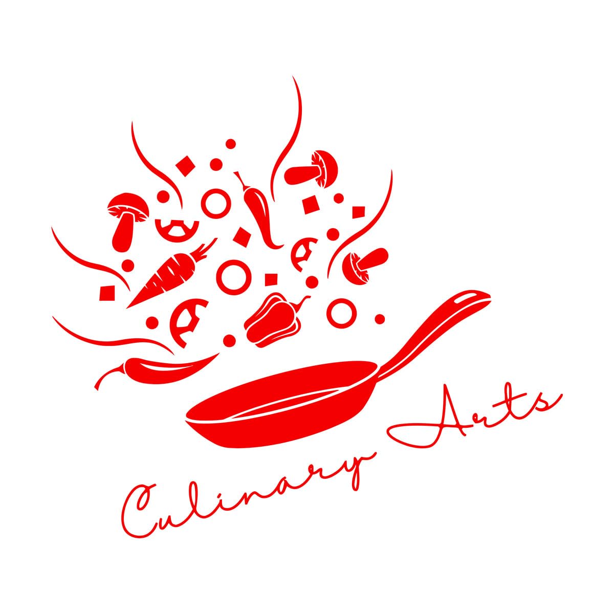 Mural and Wall Vinyl Decal Culinary Arts Kitchen Décor Restaurant Logo Cooking 54x60.5cm It Won't Fall Off Large red