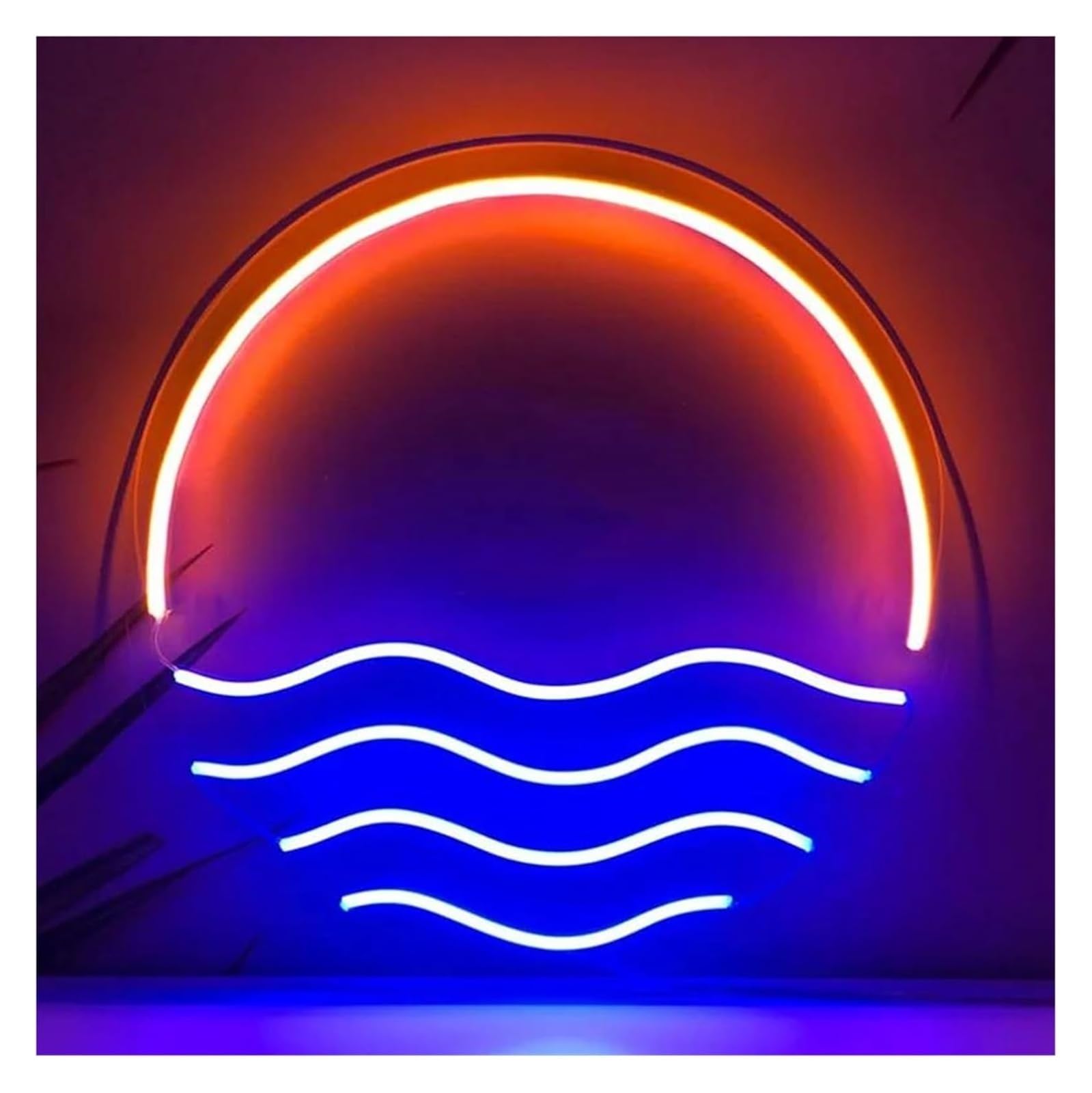 Lampada da parete estetica al neon tramonto, decorazione artistica per interni, camera letto, feste, multiuso 40cmx40cm(B)