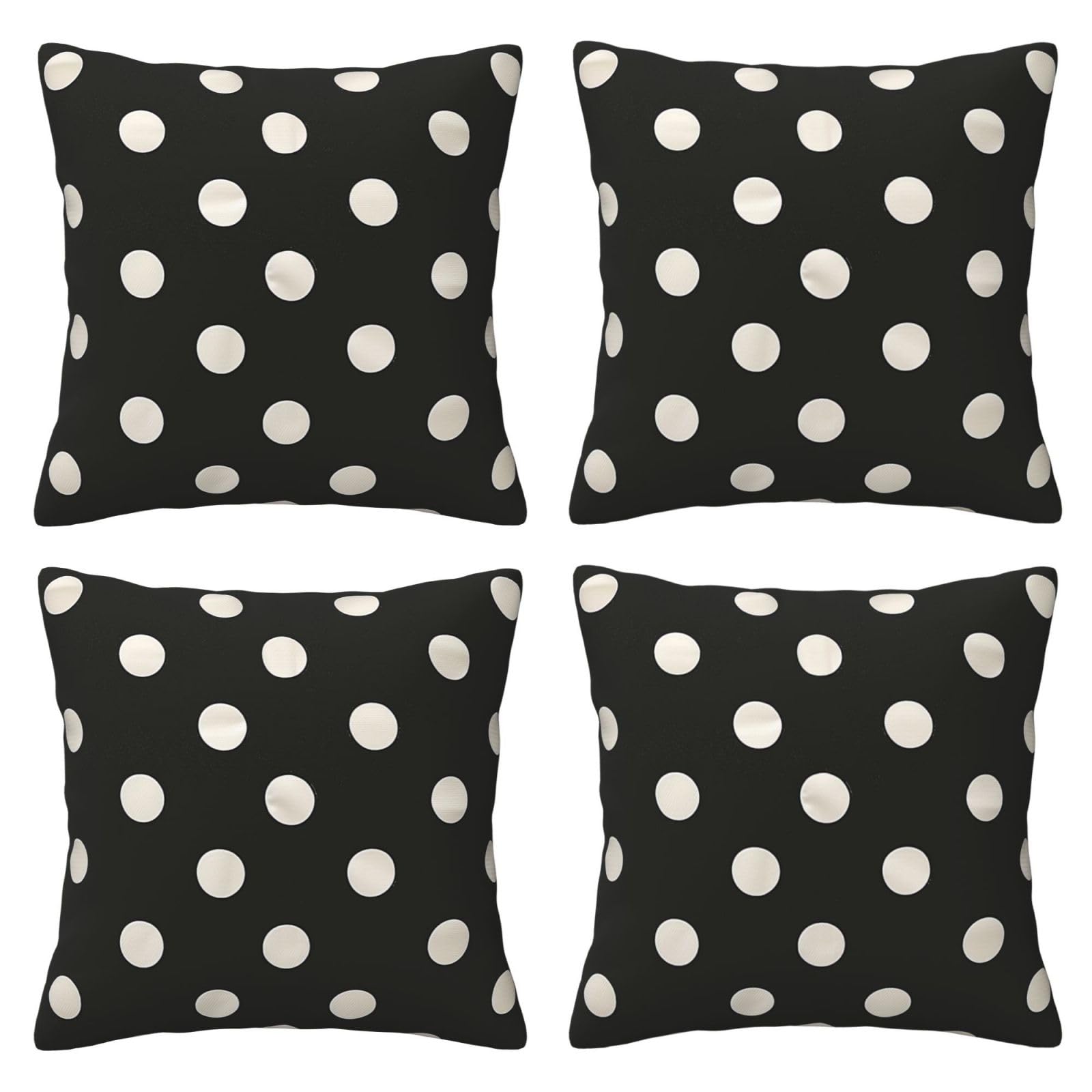 Aubkfeld Black And White Polka Dot Printed Cushion Covers 4Pcs (30X30 Cm) - Decor Pillow Cases For Home - Hidden Zipper Opening