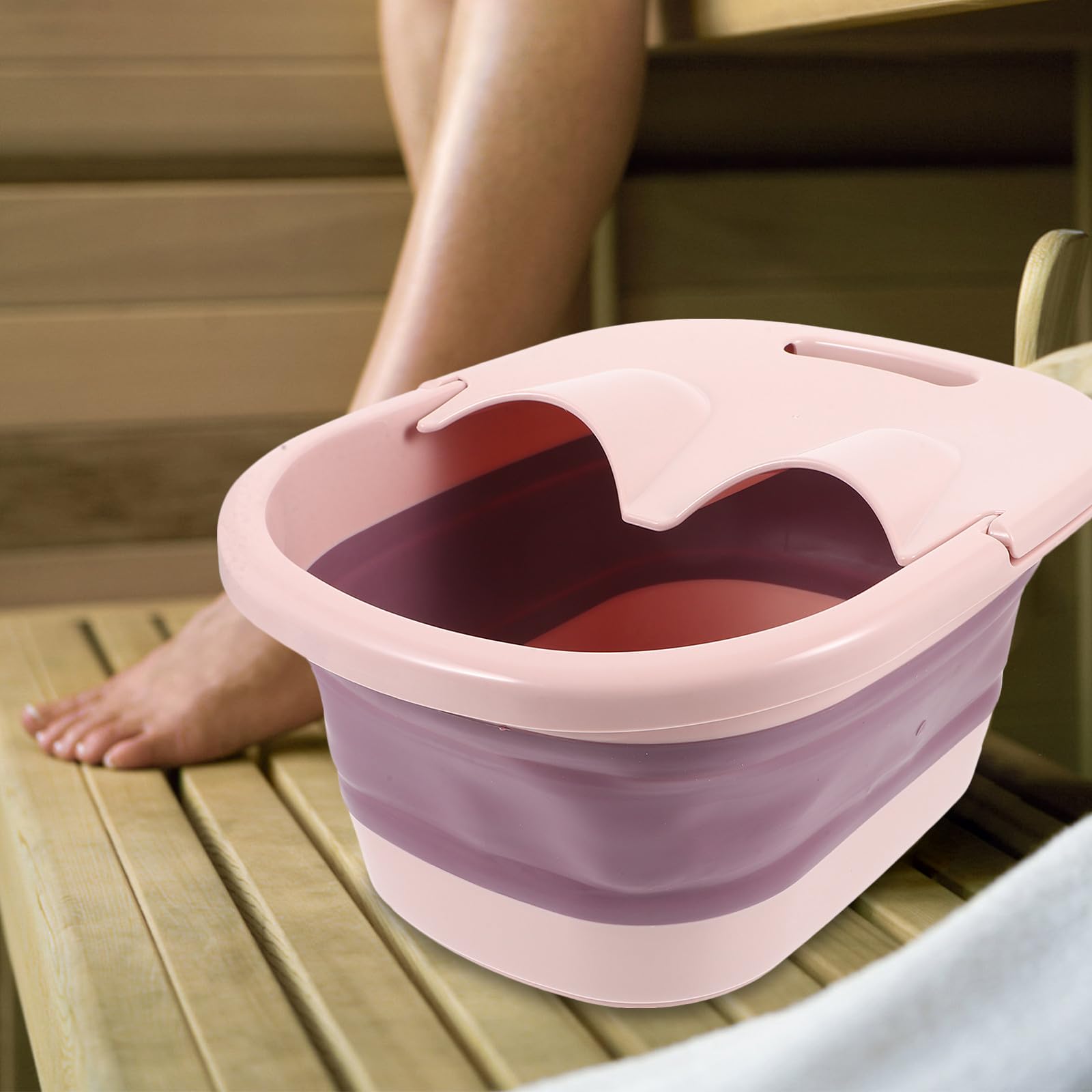 Fußbadeeimer mit Selbstmassagefunktion Klappbarer aus Kunststoff und Silikon Kreatives Design Faltbar und Tragbar für Outdoor und Reise für Erwachsene und Kinder