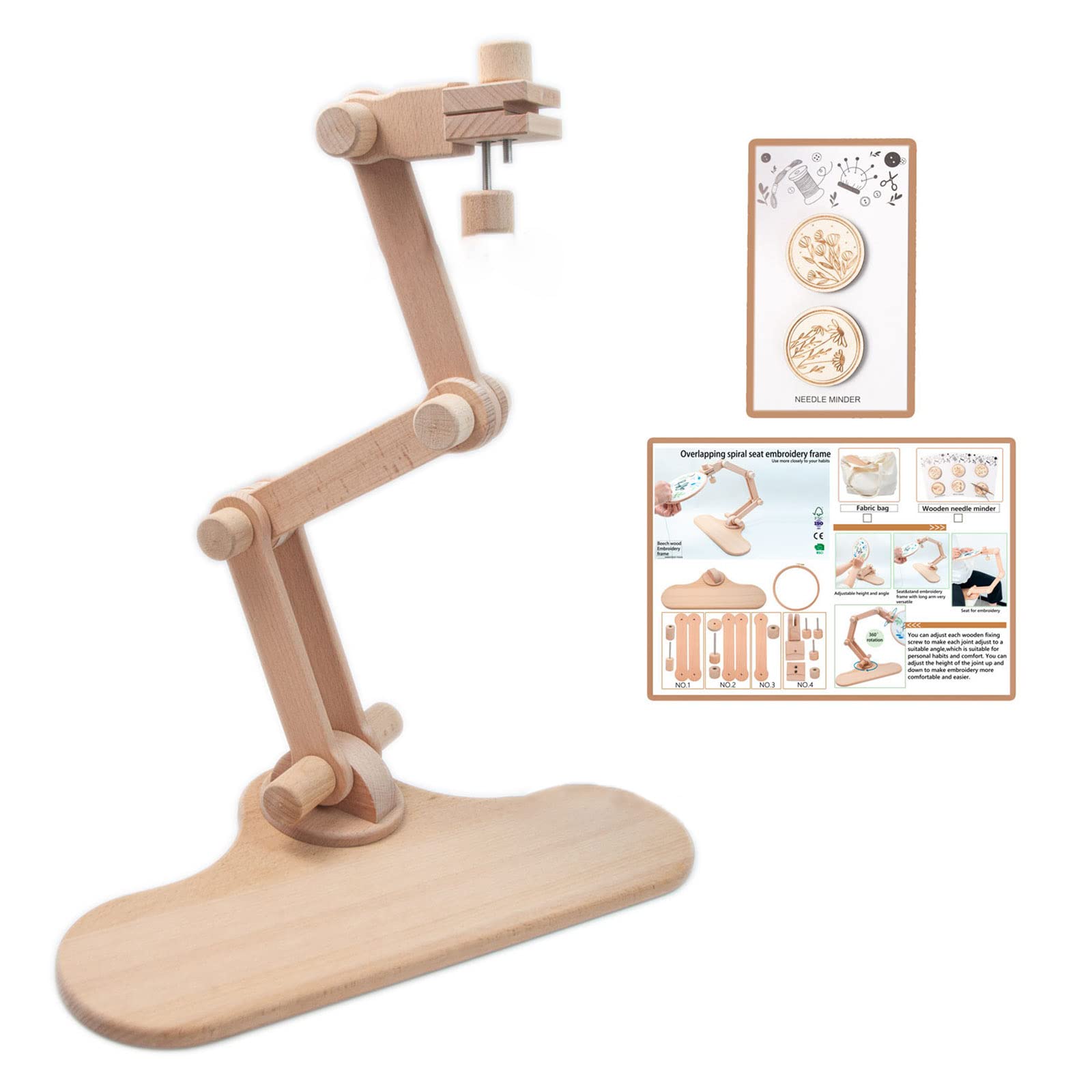 hogtnd Adjustable Embroidery Hoop Holder, Cross Stitch Stand, Lap Frame, Rotating Table Stand for Crafts, Projects, Sewing, Embroidery Stand, Embroidery Frame, Embroidery Craft Stand
