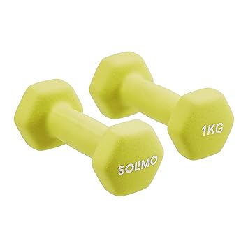 Amazon Brand - Solimo Neoprene Dumbbell 1kg, Set of 2 (Light Green) - image, photos