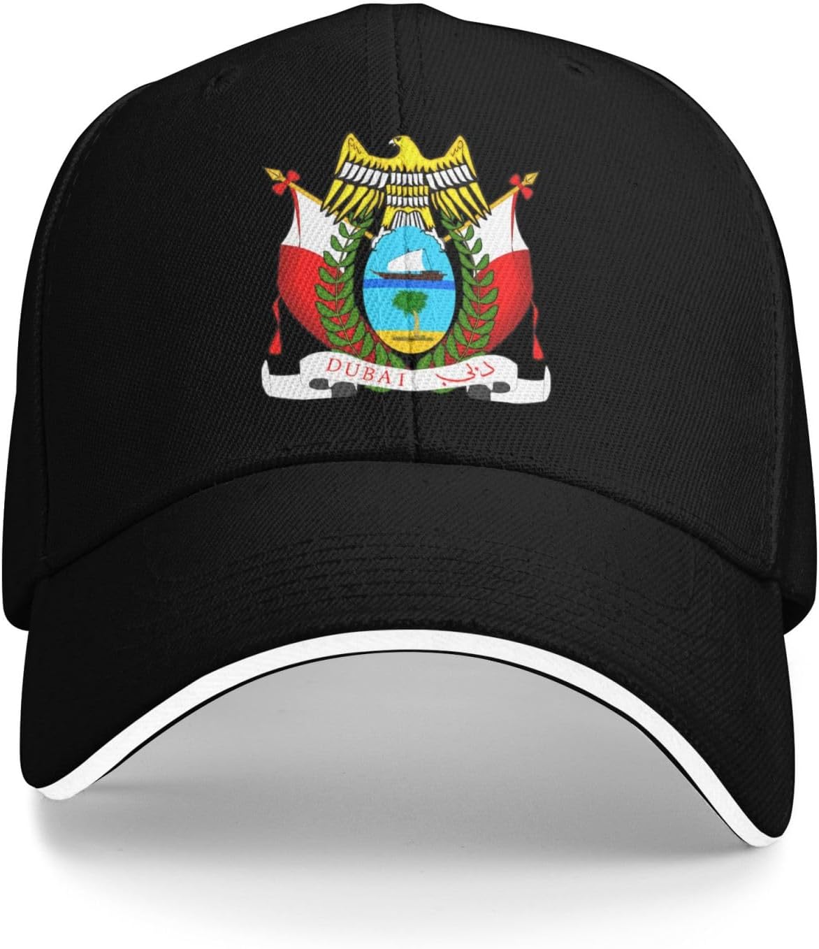 Baseball Cap Coat of Arms of Dubai Classic Dad Cap for Men Women Adjustable Trucker Caps Snapback Hat Golf Hat Sports Caps Casual Hats Classic Plain Hats Black