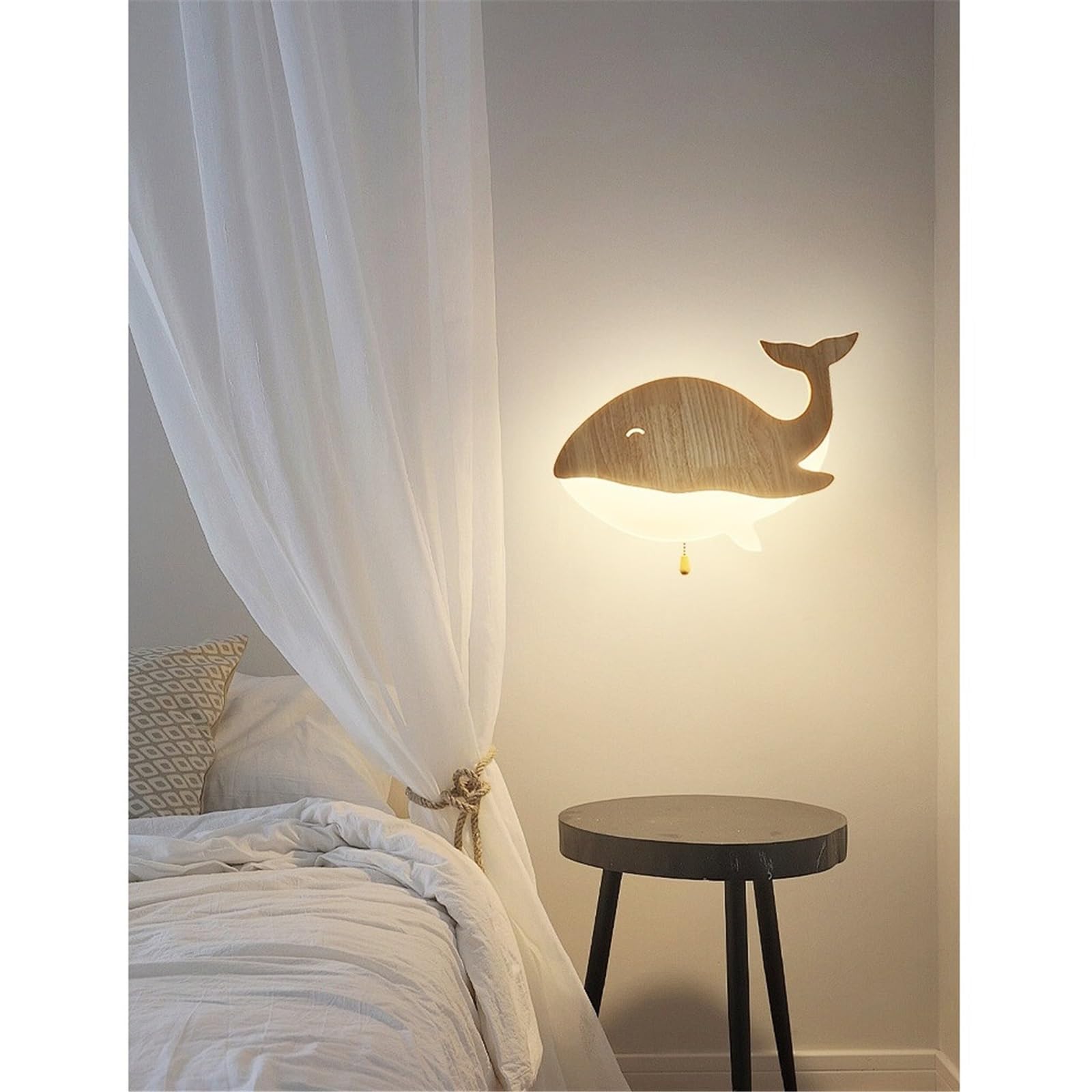 Applique da parete Lampada da parete for interni con cornice in legno, applique for camera letto per corridoio
