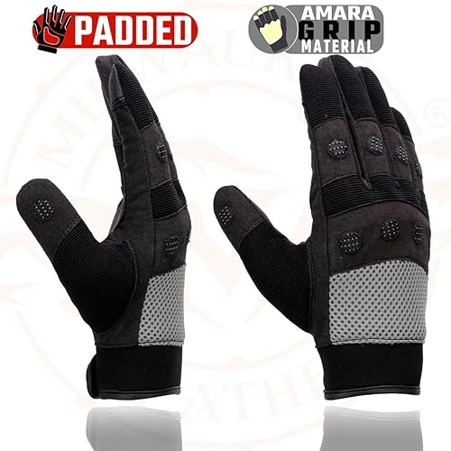 Miniatura 4 de Milwaukee Leather SH76101 - Guantes de moto para hombre, color negro y gris, talla grande