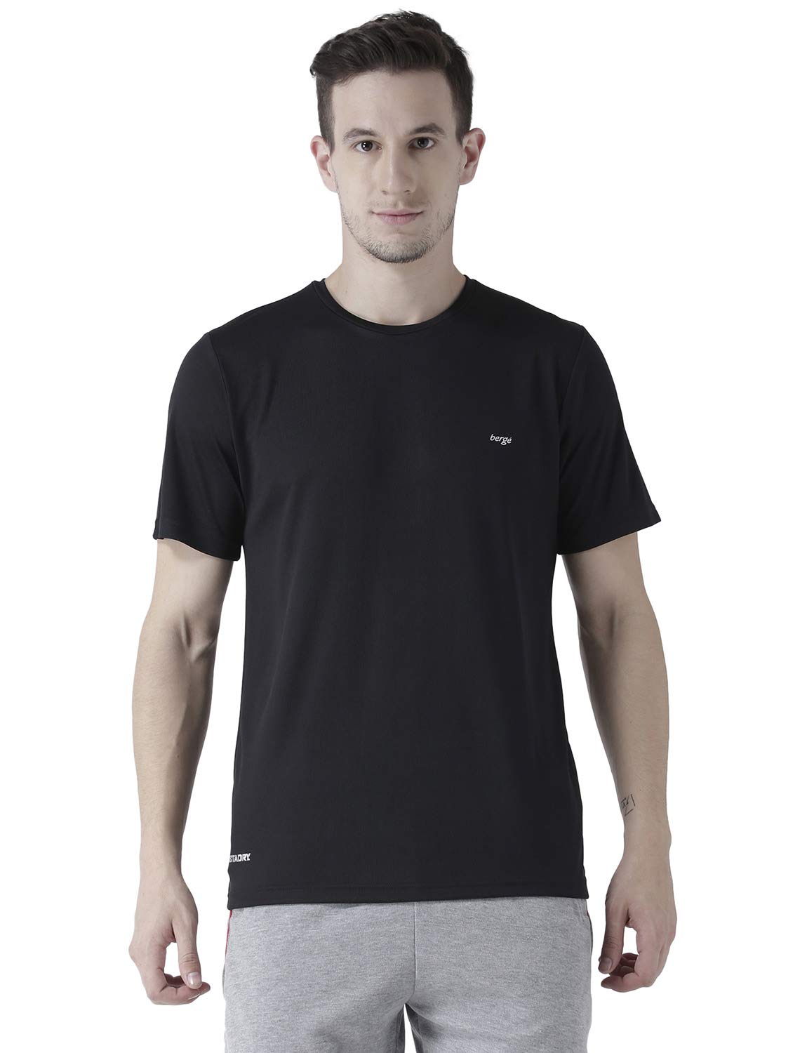 berge'Men Instadry Dryfit Round Neck Sports Tshirt for Badminton, Running Activity, Casual Plain Tshirt for Men's, Regular Fit Gym Wear Tees, Half Sleeve Tshirt for Men for Exercise