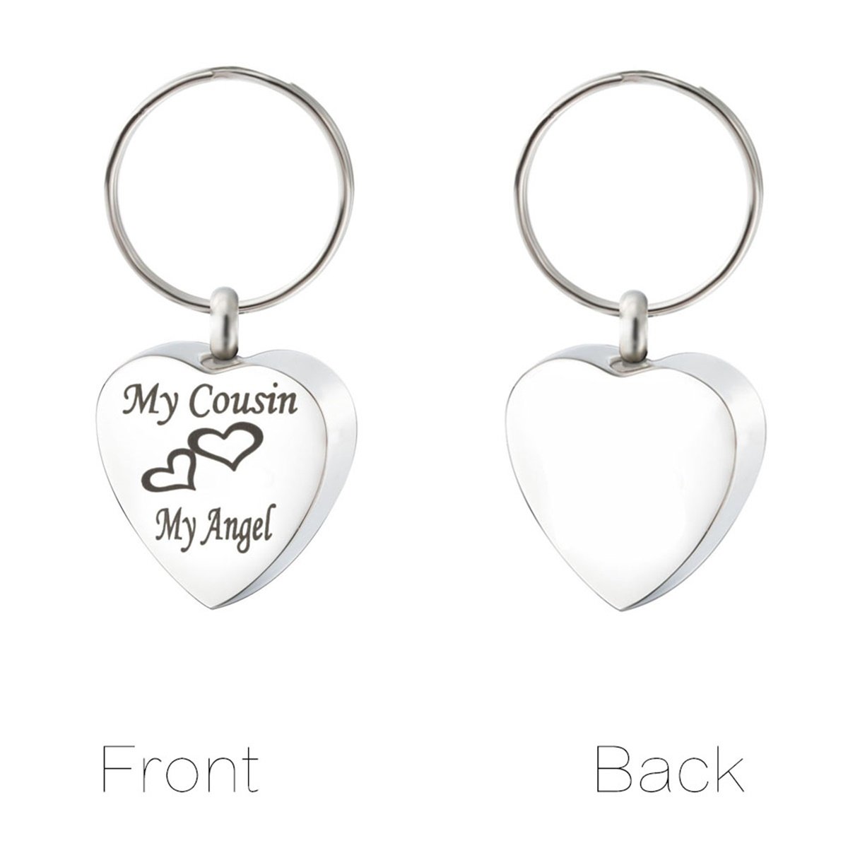 GIONO Cremation Jewelry Personalized Initial Charm Ash Urn Keychain My Cousin My Angel Keepsake Memorial Pendant