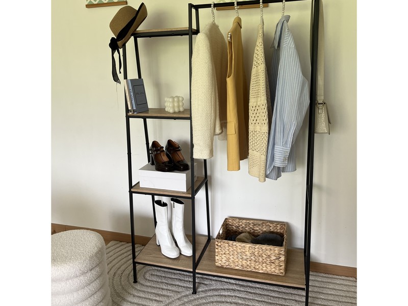 Étagère Penderie D’Angle Calicosy L42 X P42 X H175 Cm - Meuble Rangement Vêtements Avec Barre Et Étagères - Idéal Chambre, Entrée, Dressing