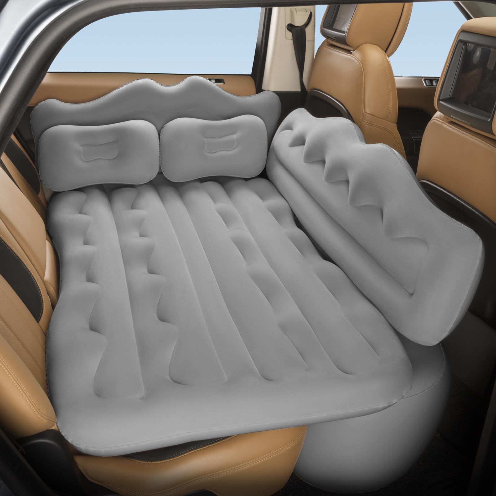 Photo 1 of BEBAS Car Air Mattress - Inflatable Truck Camping Mattress for Back Seat, Thickened SUV Portable Travel Sleeping Pads with 2 Pillows & Air Pumps, Fits Most Sedan/Pickup/Van, Gray Bed