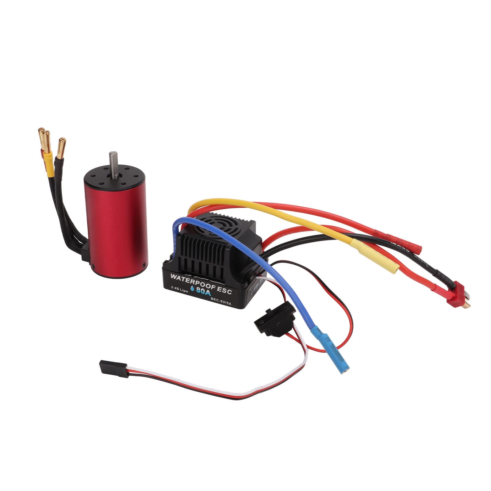 Silnik bezszczotkowy 3300KV Czerwony silnik ze stopu aluminium z zestawem elektronicznego regulatora prędkości 80A do samochodu 1/8 1/10 RC
