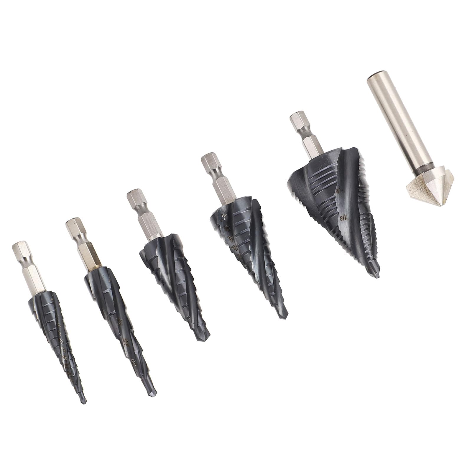 Step Drill Bit Set 4 Flute 1/4 Inch Shank M35 Cobalt Pagoda Drill Bit Kit for Stainless Steel Hard Metal