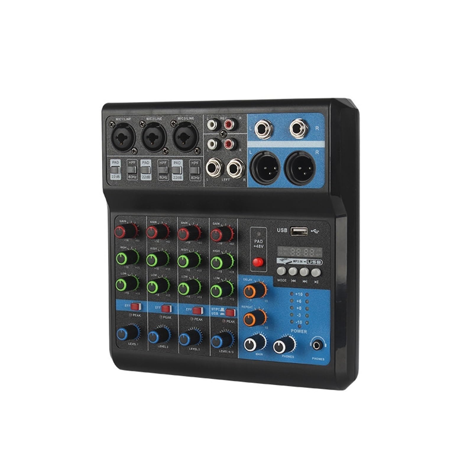 Mezclador de audio, Tarjeta de sonido 5 vías for grabación por ordenador, unidad libre, consola mezclas, mezclador, equipo profesional, interfaz, procesador Para karaoke en estudio