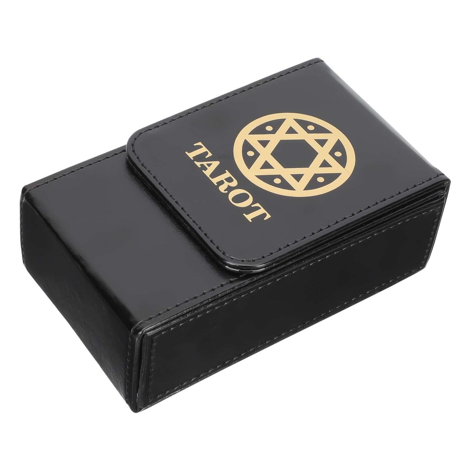 Estuche Rectangular Portátil de Pu para Cartas de Tarot Tapa Sellada, Caja Organizadora Negra para Almacenar Cartas de Forma Segura