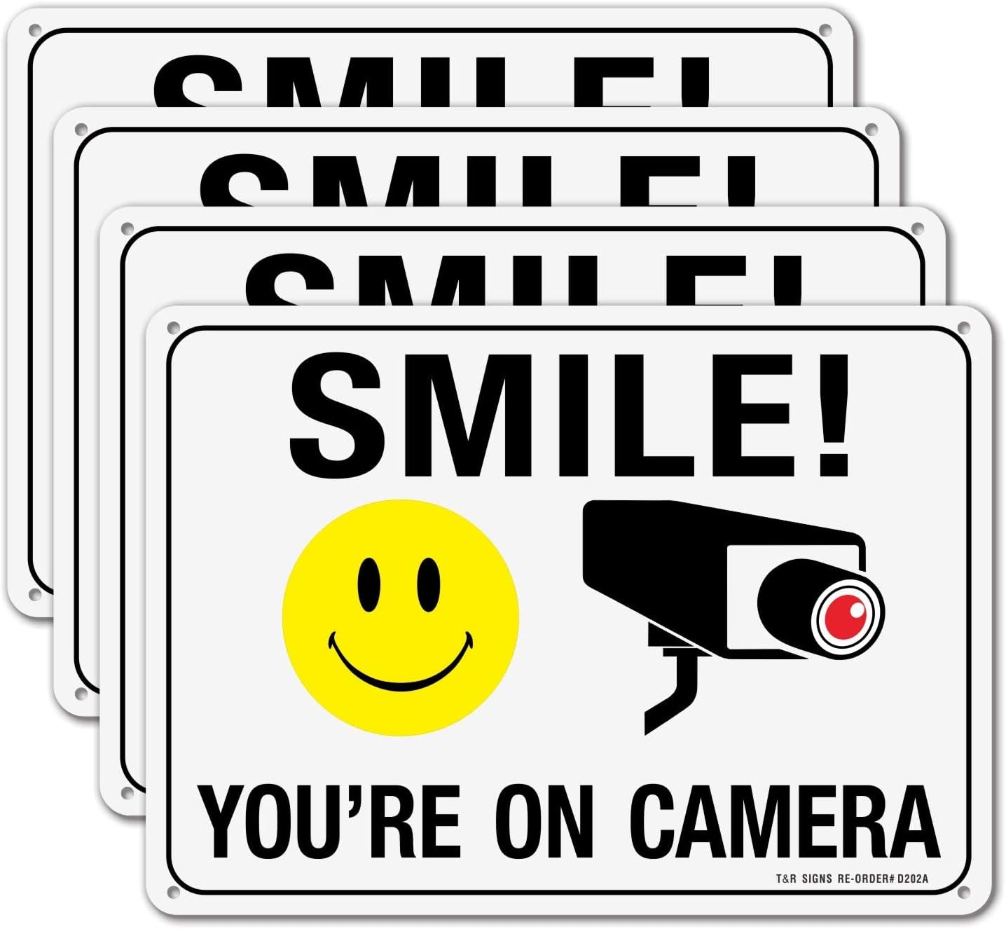 Smile You're on Camera Sign, No Trespassing Warning Sign, Video ...