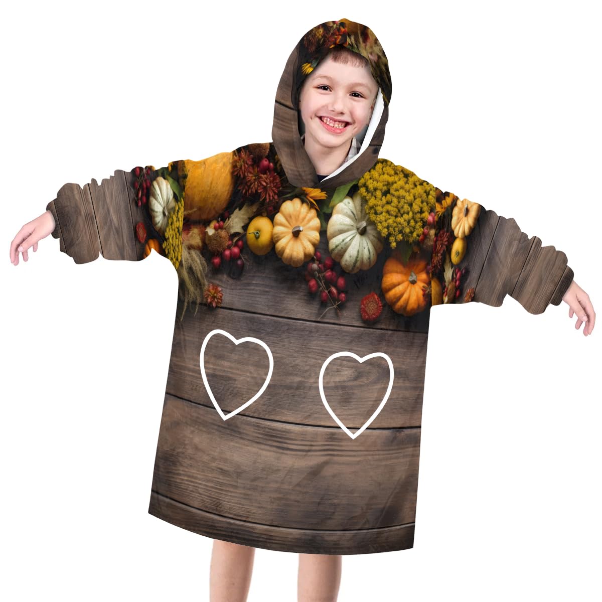 Pardick Wearable Blanket Hoodie for Kids, Wooden Fleece Sweatshirt Blanket Multiful Fruits Oversized Blanket Sweatshirt with Pocket Flannel Warm Hooded Blanket 6-10 Year Old Girl Boy Gift, One Size