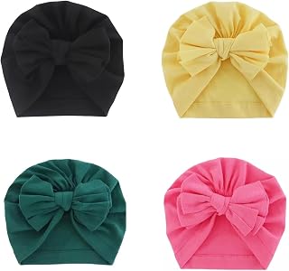 Black Yellow Green Pink Turban Bow Cap for Baby Girl & Baby boy - Baby Cap Perfect for Photoshoot dayout Hospital Cap for ... Price In India
