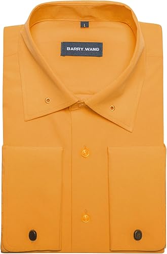 Miniatura 6 de Barry.Wang Camisas de vestir sólidas de manga larga para hombre, camisa formal, cuello alfiler, multicolor, negocios, casual, camisas con botones