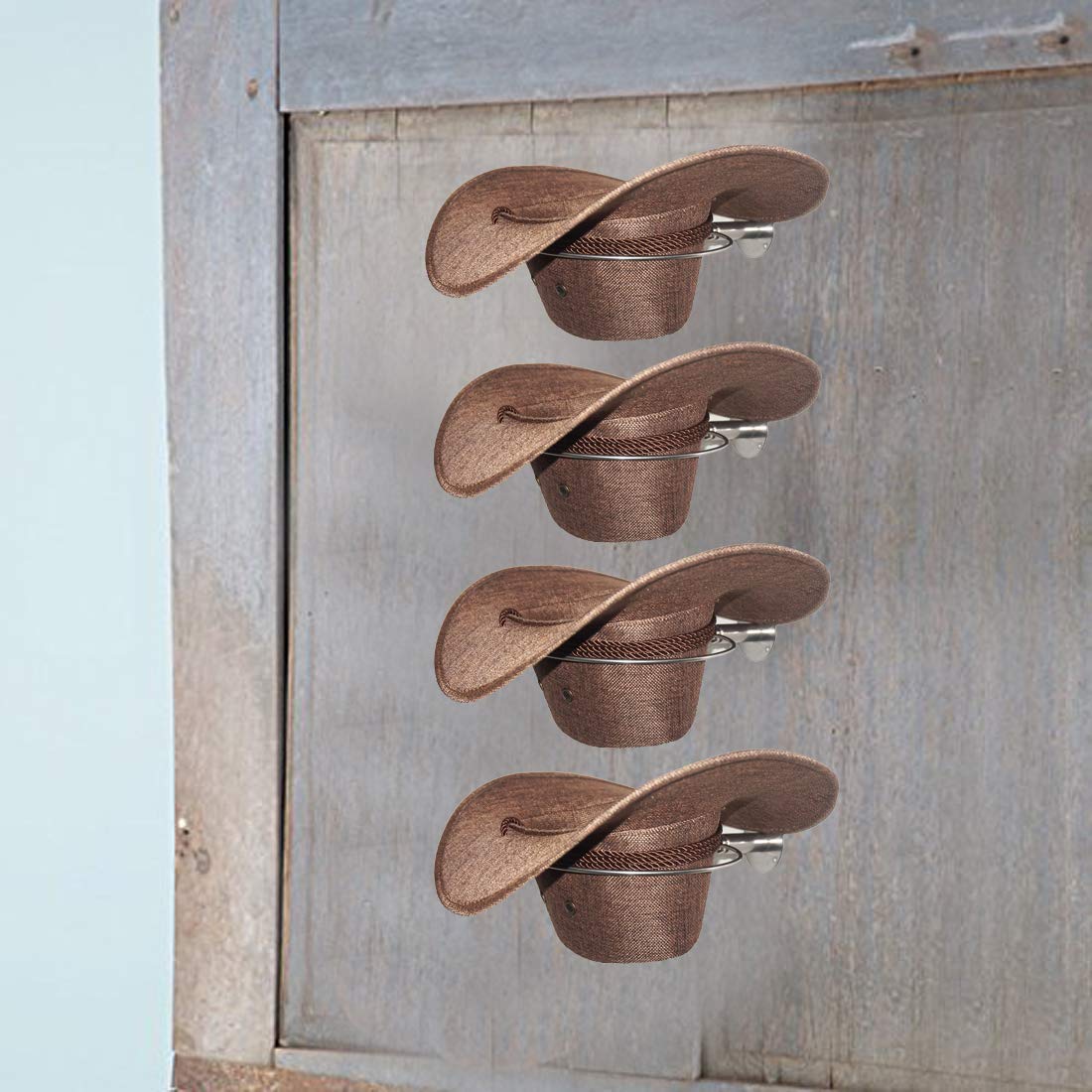 Portacappelli Da Cowboy In Legno E Metallo - Organizer Da Parete Per 6 Cappelli - Foto 9