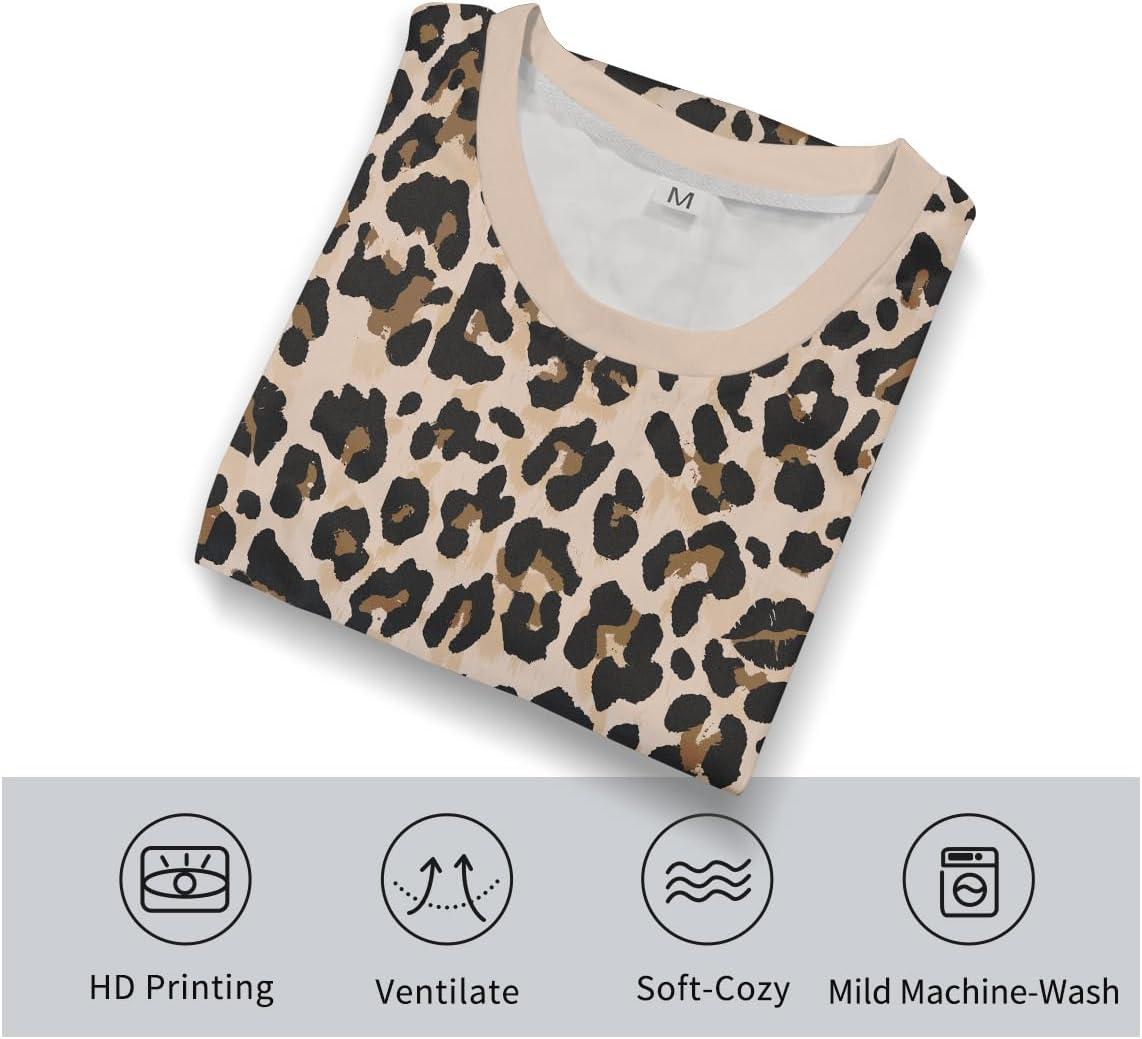 Casual Leopard Print T-Shirt Short Sleeve Hip Hop T-Shirts for Men - Image 4