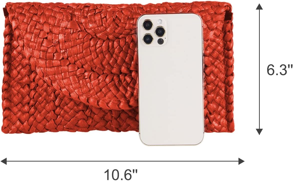 Freie Liebe Straw Clutch Purses for Women Summer Beach Bags Envelope Woven Clutch Handbags - Image 2
