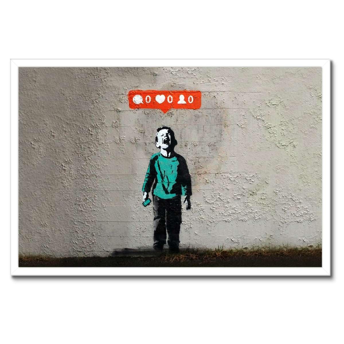 Banksy Zero Likes poster encadré pour rompre la monotonie d'une décoration murale