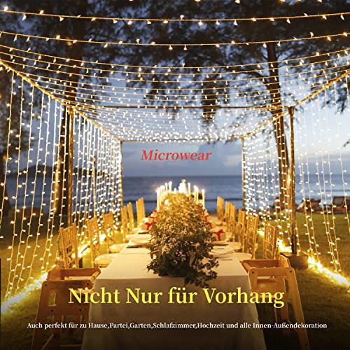 Microwear Vorhang Lichterkette 6 * 3M 600 Leds,8 Modi Indoor...