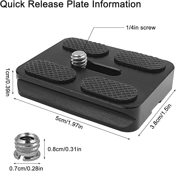 2 Pack 50mm Camera Quick Release Plate with 1/4 -20 Camera Screw, Tripod Mount Plate Fits Arca Swiss Standard Type Clamp for Cameras Tripod Ball Head Ballhead (PU50)