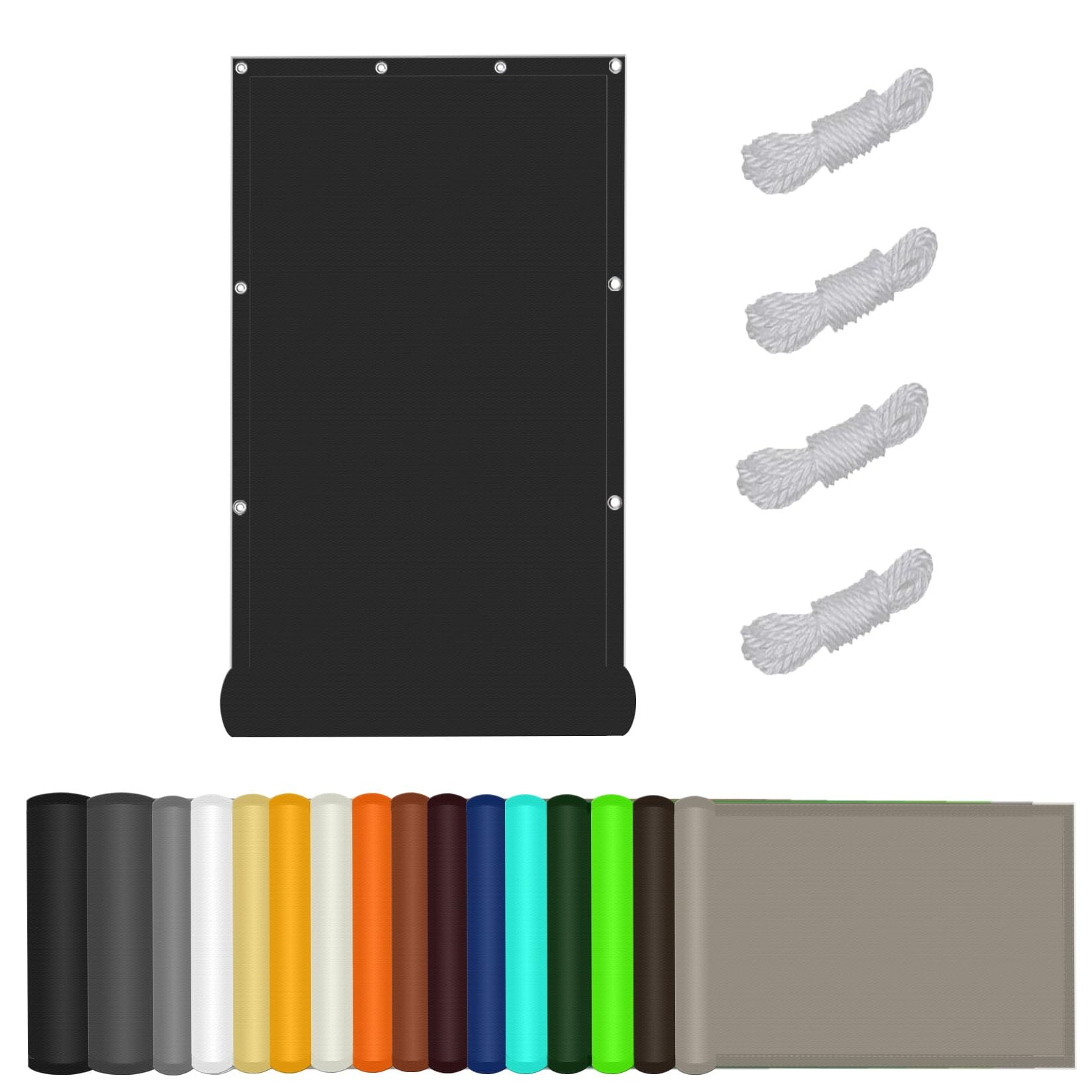 Voile d'ombrage pour balcon de terrasse et jardin en tissu pare-soleil noir