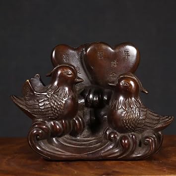 Bronze Mandarin Duck Statue Love Harmonious Feng Shui Good Thing Living Room Bedroom Home Decoration Wedding Gift