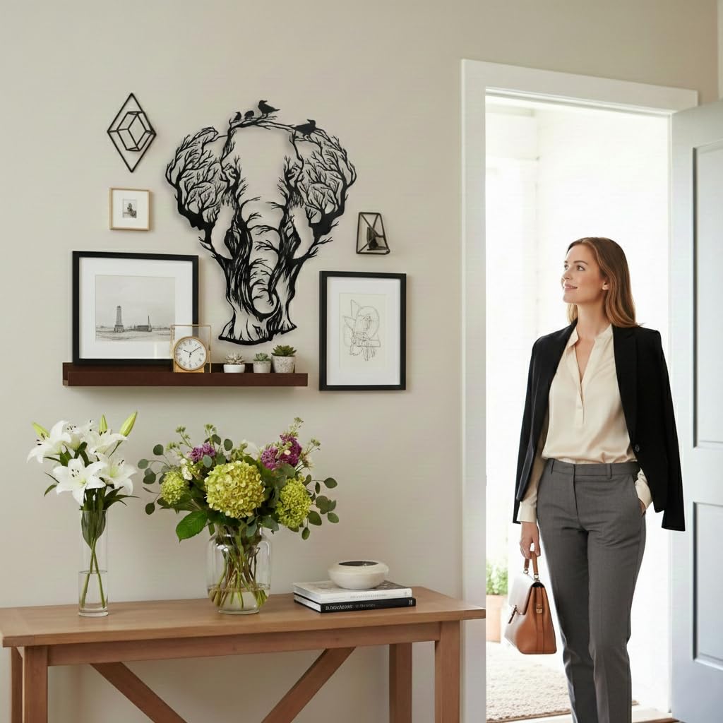 DEKADRON Metall-Wandkunst Geometrischer Elefant, 59 x 75 cm