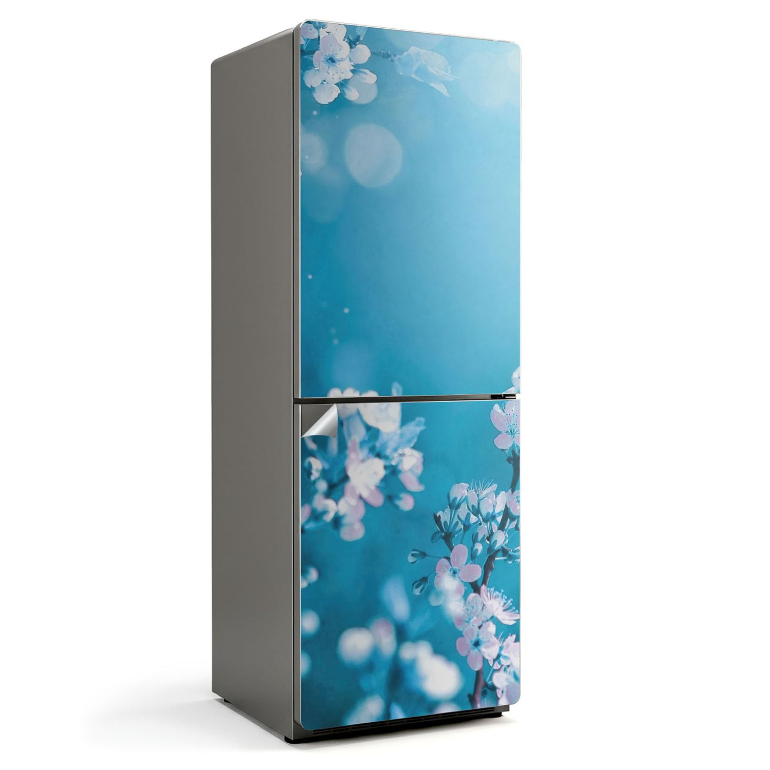 Sticker frigo 70x190 cm couvrant entièrement cuisine motif floral