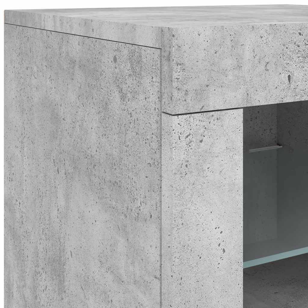 vidaXL Armadietto con Luci LED Grigio Cemento in Legno Multistrato, armadietto con LED, credenza, portaoggetti, mobiletto, Mobile portaoggetti