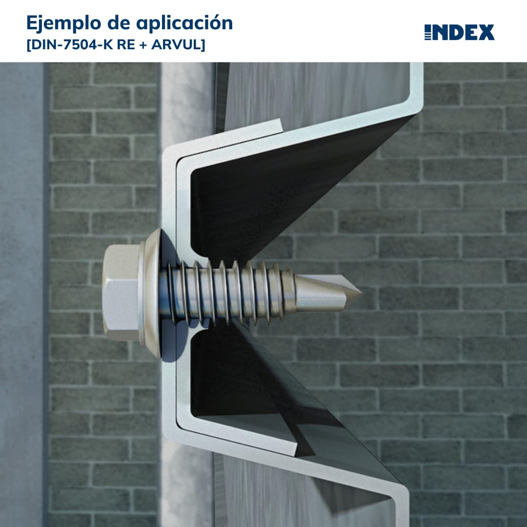 Index ARE166320 - Tornillo punta broca reducida cabeza hexagonal 8 mm con arandela P-16 EPDM zincado 6,3 x 20
