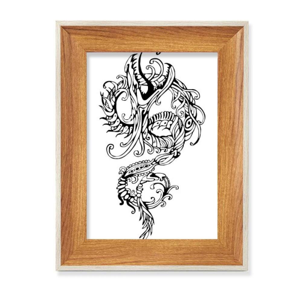Peinture Dragon Chinois cadre bois bureau cadeau idéal art