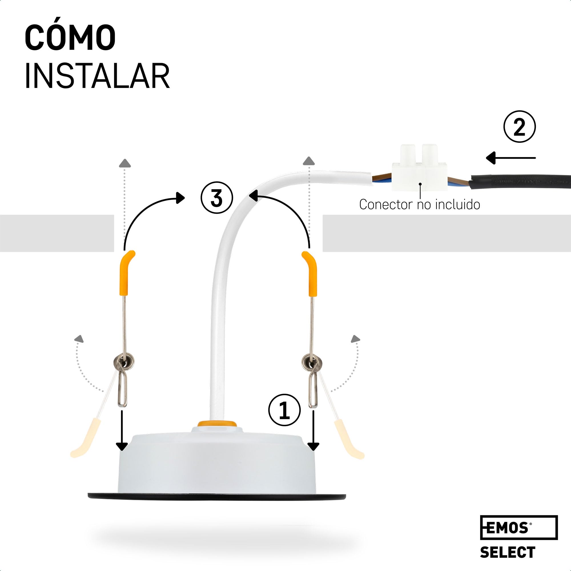 EMOS Exclusive Foco LED empotrable de 230 V, 5 W, 500 lm, 3000 K, blanco cálido, juego con 3 focos downlight para baño, resistente al agua IP54, foco empotrable de 230 V, redondo, diámetro de 95 mm