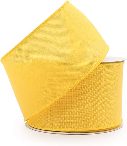 Miniatura 5 de CT CRAFT LLC Cinta de tela de arpillera con alambre de 2.5 pulgadas x 10 yardas, color amarillo para Navidad, decoración de boda, envoltura de