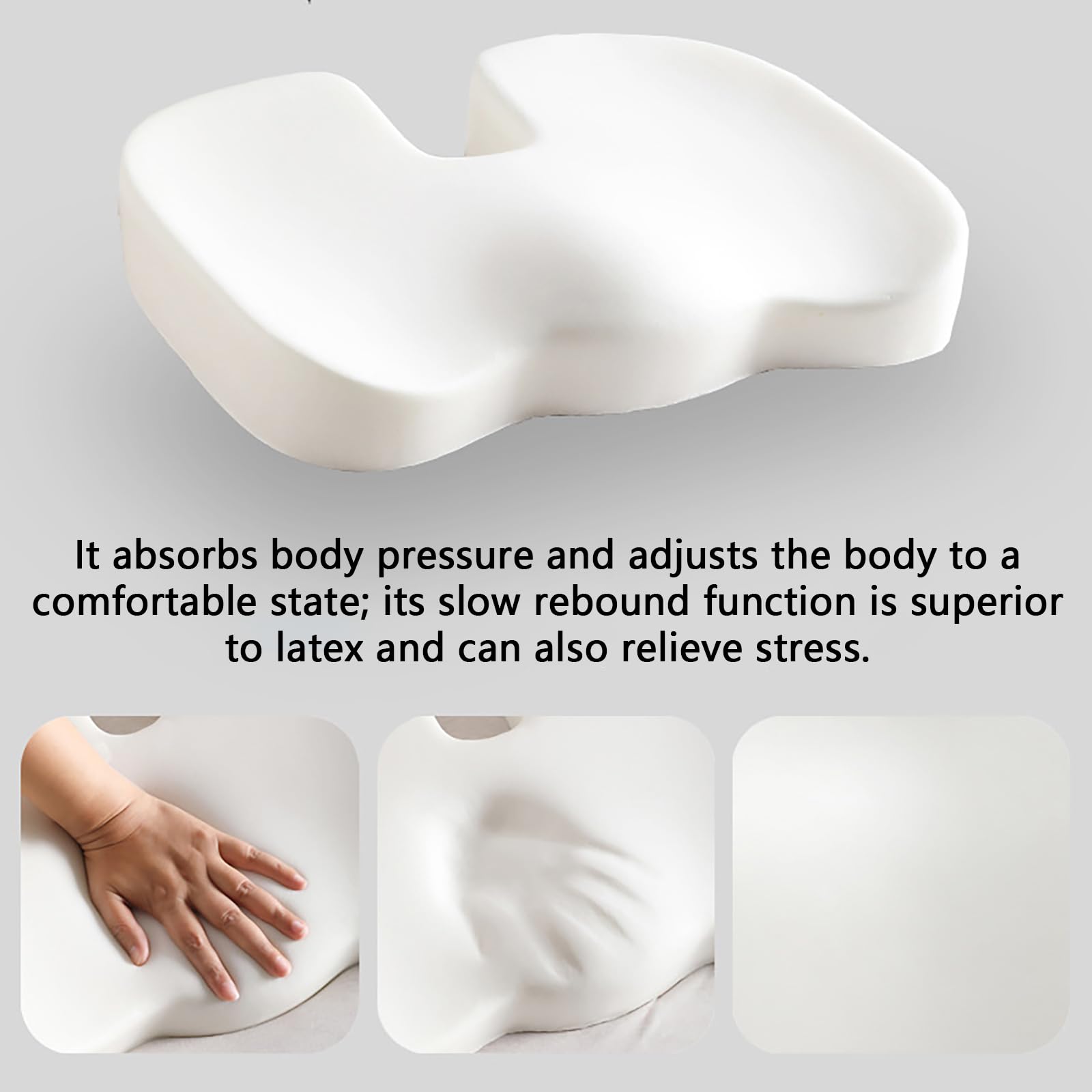 Cuscino Ortopedico Per Coccyx – Cuscino In Memory Foam – Allevia Il Dolore Alla Schiena, Sciatica E Al Coccige – Perfetto Come Cuscino Per Sedia Da Ufficio Auto O Sedia A Ruote,Grey1-45*35*7cm