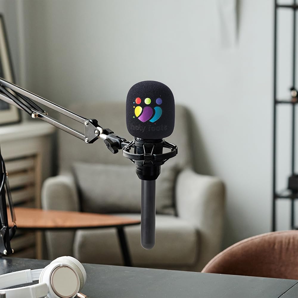 Lot de 2 bonnettes en mousse personnalisées pour microphone avec logo photo imprimé - Protège-microphones à fente rectangulaire pour prise en main - Pare-vent imprimés pour microphones de