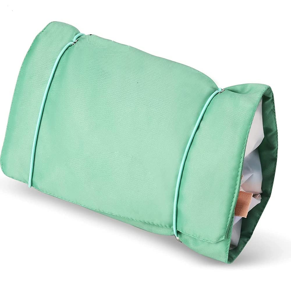 2heet4 in 1 Foldable Hanging Roll Up Makeup Toiletry Bag for Travel Organizer Cosmetic Storage for Women (Green)