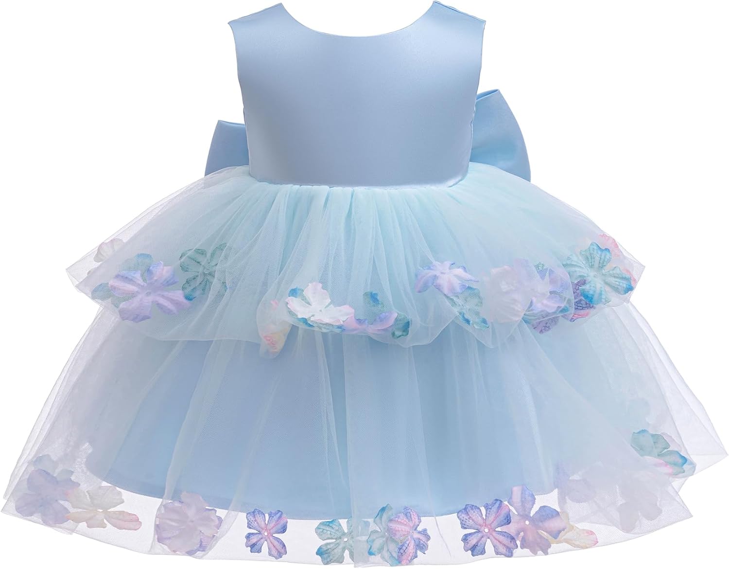 FGTWGS Baby Flower Girl Dress Wedding Bowknot V Back Infant Tulle Tutu Birthday Formal Party Dresses - Image 3