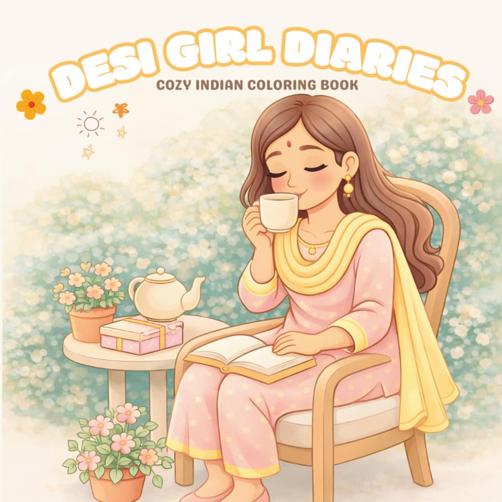 Desi Girl Diaries: Cozy Indian Coloring Book