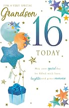 Paper Rose Special Grandson 16th Birthday Card - Age 16 - Present & Balloons with Foil Details - Eco-Friendly and Recyclable