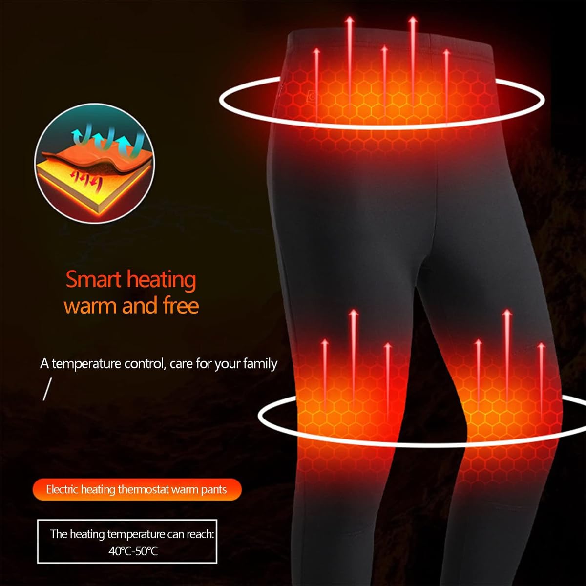 Ropa Interior térmica para Hombre con Pilas, Ajuste de Temperatura de Tres Niveles, calefacción eléctrica USB para Esquiar.